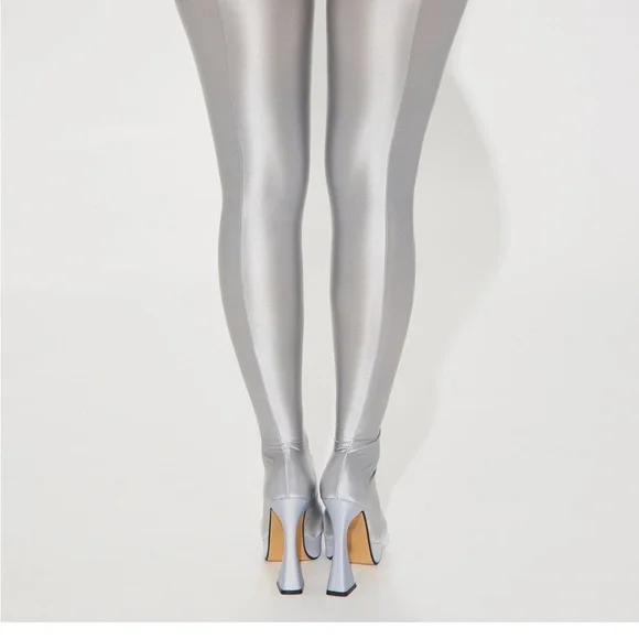 Fashion Nova Silver Pant Boots | Size 5.5 (Shoes) & XXS (Pants) - Picture 3 of 5